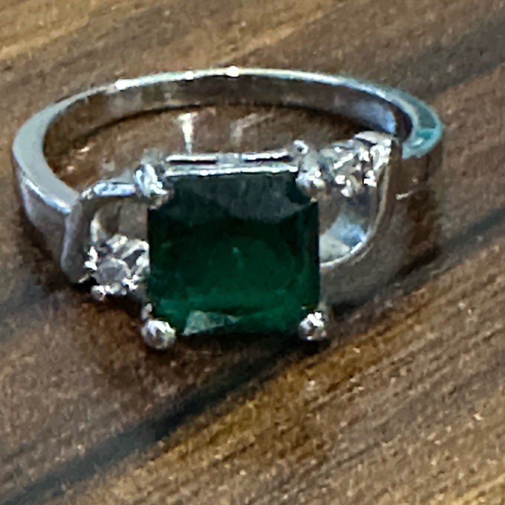 Simulated emerald ring